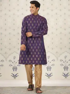 House of Pataudi Ethnic Motifs Printed Mandarin Collar Straight Kurta