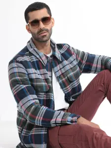 RARE RABBIT Men Hollis Tailored Fit Checked Open Front Jacket