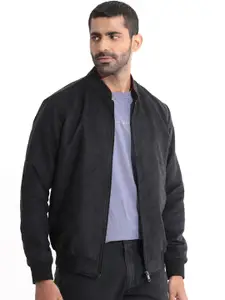 RARE RABBIT Men Henron Regular Fit Mandarin Collar Bomber Jacket