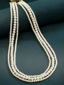 PANASH White Beaded Layered Necklace
