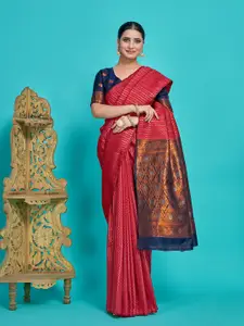 MIMOSA Striped Woven Design Zari Art Silk Kanjeevaram Saree