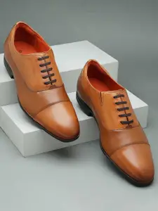 Ruosh Men Textured Leather Formal Oxfords