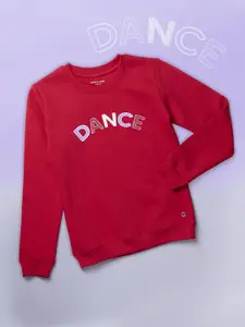 Gini and Jony Girls Typography Printed Cotton Sweatshirt