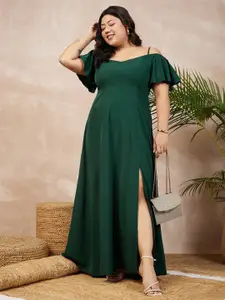 Berrylush Curve Plus Size Flutter Sleeve Maxi Dress