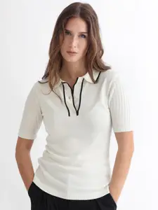 RAREISM Knit Polo Collar Cotton T-shirt
