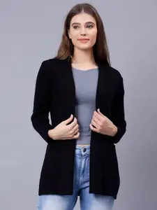 Albion Shawl Collar Woolen Longline Front-Open Sweater