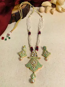 ABDESIGNS Gold Plated Beaded Necklace and Earrings