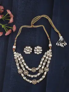 AURAA TRENDS Gold-Plated Kundan Necklace & Earrings