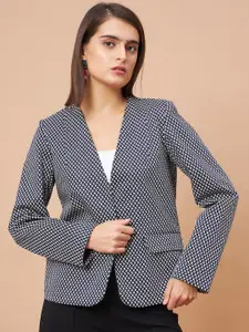 Gipsy V-Neck Printed Cotton Blazer