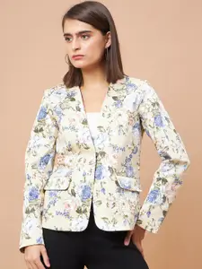 Gipsy Floral Printed Shawl Collar Tailored Fit Single-Breasted Blazer