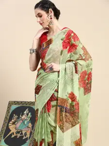 HERE&NOW Floral Printed Pure Georgette Saree