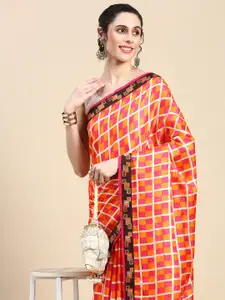 HERE&NOW Checked Pure Cotton Saree