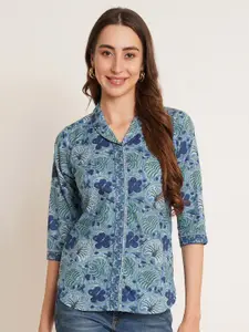 COTLAND FASHION Floral Printed Pure Cotton Shirt Style Top