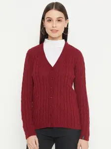 CREATIVE LINE Cable Knit Woolen Cardigan Sweater