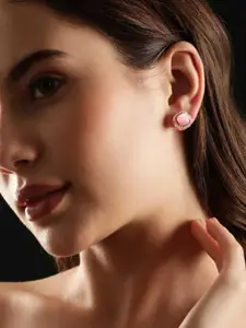 Rubans 18K Rose Gold-Plated Zircon Geometric Stud Earrings
