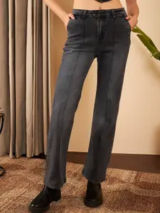 STREET 9 Women Straight Fit High-Rise Clean Look Light Fade Stretchable Jeans