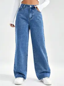 Next One Women Smart High-Rise Clean Look Stretchable Wide Leg Jeans