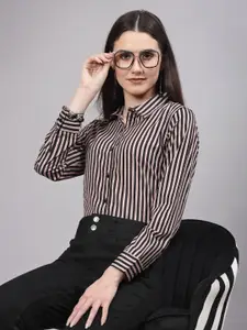 Style Quotient Striped Smart Regular Fit Opaque Formal Shirt