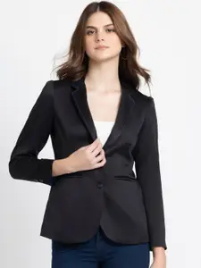 SHAYE Notched Lapel Solid Single-Breasted Casual Blazer