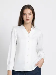 SHAYE Smart Opaque V-Neck Casual Shirt
