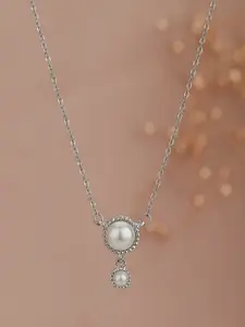 Carlton London Rhodium-Plated Pearls Necklace