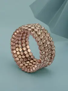 Carlton London Women Cubic Zirconia Gold-Plated Wraparound Bracelet