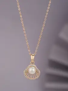 Carlton London Rose Gold-Plated Pearls Pendant with Chain