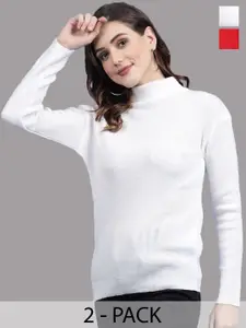 Clora Creation Pack Of 2 Mock Collar Woollen Pullover