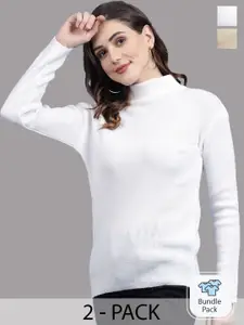 Clora Creation Packof 2 Ribbed High Neck Woollen Pullover