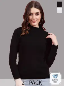 Clora Creation Packof 2 Ribbed High Neck Woollen Pullover