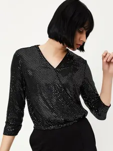 max Sequinned Embellished Wrap Top