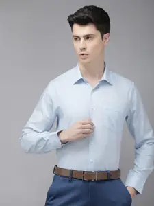 Van Heusen Pure Cotton Self Design Textured Slim Fit Opaque Formal Shirt