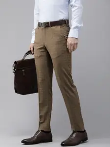 Van Heusen Men Checked Slim Fit Formal Trousers