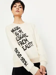 max Typography Printed Pure Cotton Pullover Sweatshirt