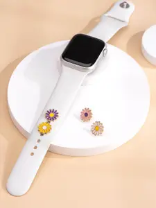 Yellow Chimes Set Of 4 Floral Design Watch Charms