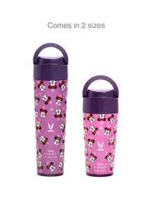 Vaya Pink Cartoon Printed Stainless Steel Water Bottle with Loop Lid 600ml