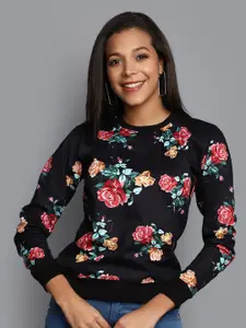V-Mart Floral Printed Cotton & Fleece Pullover Sweatshirt