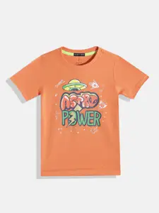 Indian Terrain Boys Typography Printed Pure Cotton T-shirt