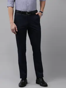 Park Avenue Men Self Design Mid-Rise Textured Slim Fit Formal Trousers