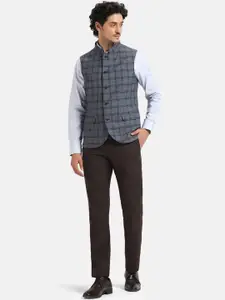 Blackberrys Checked Slim-Fit Reversible Nehru Jacket