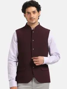 Blackberrys Woven Design Slim-Fit Nehru Jacket