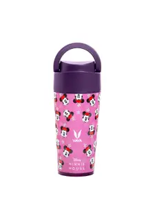 Vaya DRYNK Pink Printed Stainless Steel BPA Free Flask Water Bottle with Loop Lid 350 ml