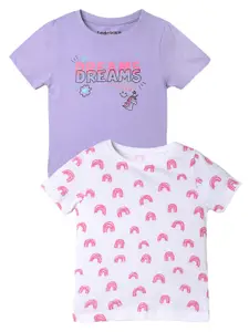 UrbanMark Girls Pack Of 2 Printed Cotton Regular T-shirt