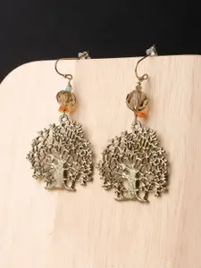 XPNSV Gold-Plated Crystals Vintage Tree Drop Earrings