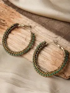 XPNSV Gold-Plated Crystals Contemporary Hoop Earrings