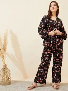 MAGRE Floral Printed Top Shrug & Trousers