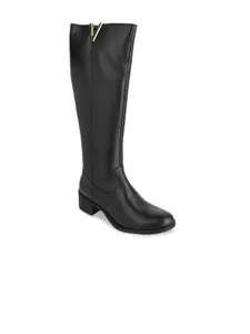 Hydes N Hues Women High-Top Leather Block Heel Regular Boots