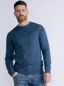 Petrol Solid Crew Neck Pullover