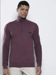 Petrol Brand Logo Applique Detail Mock Collar Pure Cotton Pullover