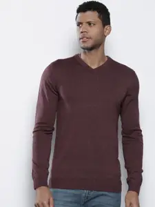 Petrol Solid V-Neck Pullover